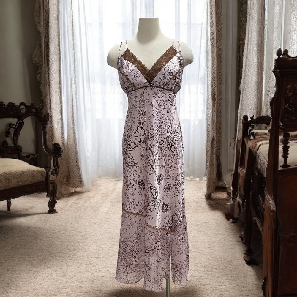VTG Linea Donatella S‎ Paisley Slip Dress Boho Chic Light Summer Feminine Y2K